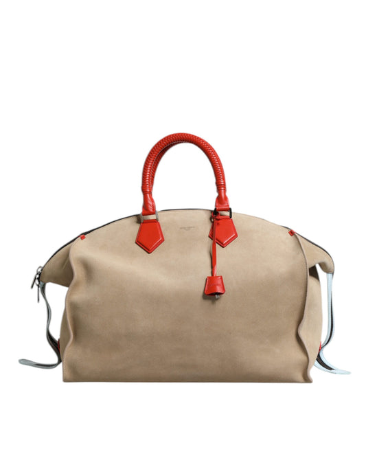 Dolce &amp; Gabbana – Reisetasche aus Wildleder mit Griff oben in Beige