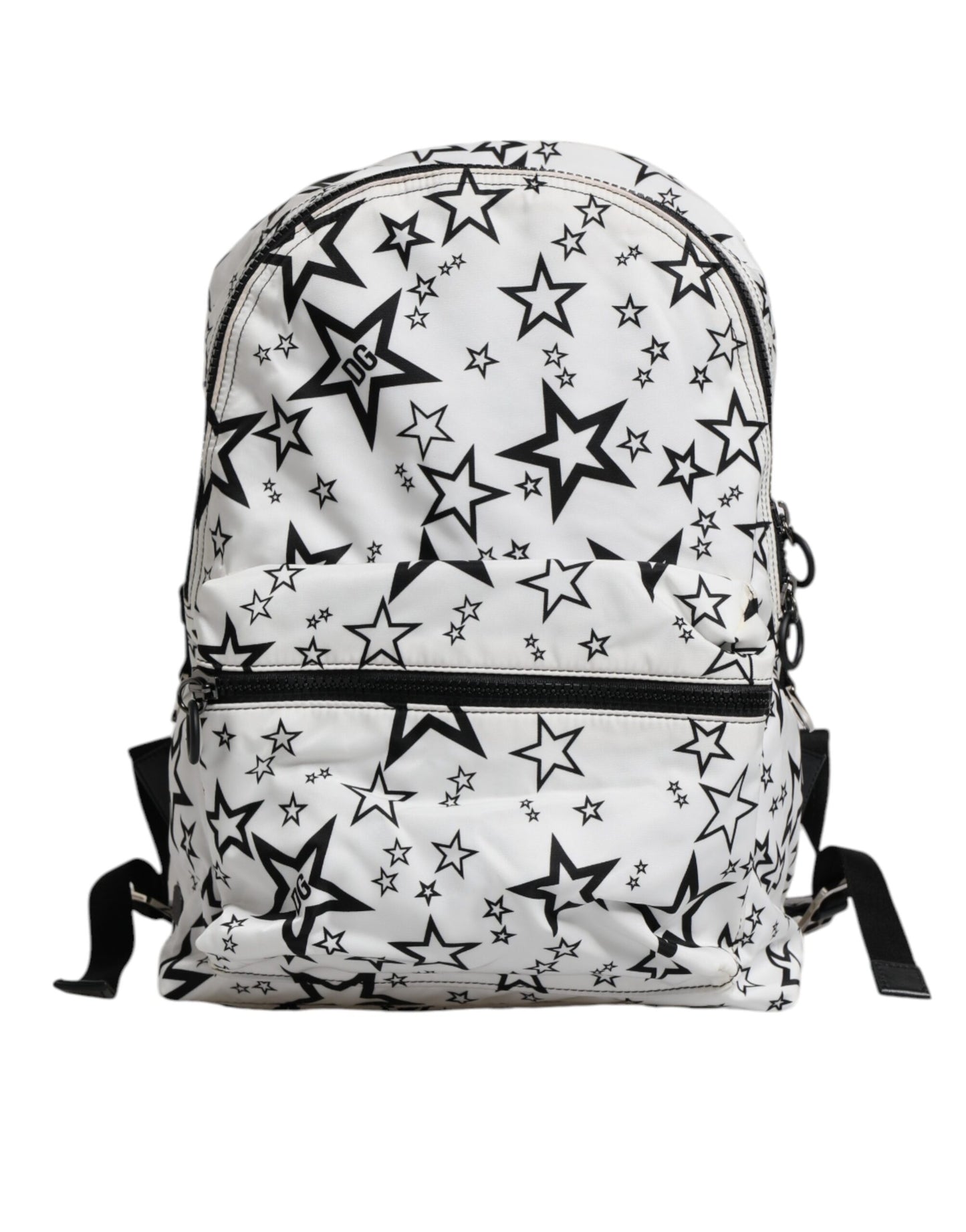 Dolce &amp; Gabbana – Weißer Schulrucksack aus Nylon mit DG-Sternen-Print