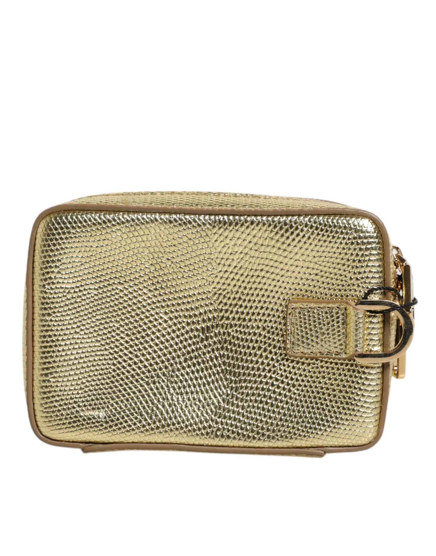 Dolce &amp; Gabbana – Clutch aus goldenem Leder mit Rundum-Reißverschluss und DG-Logo