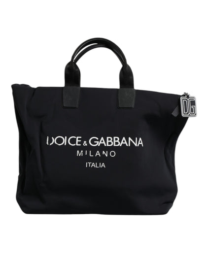 Dolce &amp; Gabbana – Einkaufstasche aus schwarzem Canvas mit DG-Logo für Damen