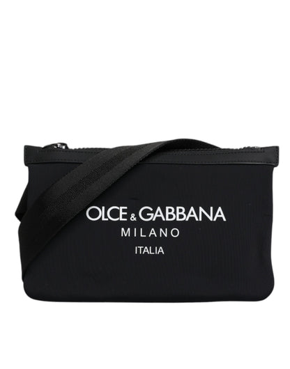 Dolce &amp; Gabbana – Umhängetasche aus schwarzem Nylon mit Logo