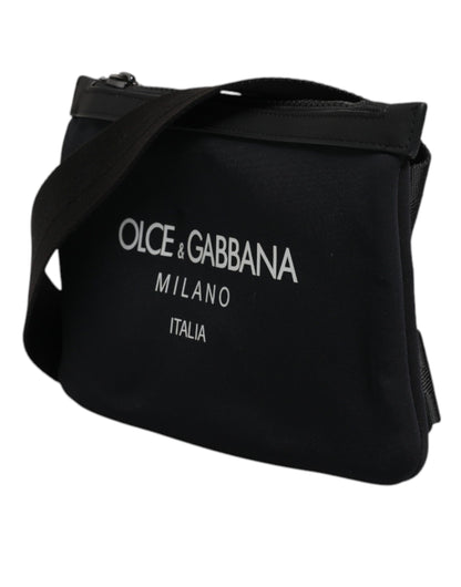 Dolce &amp; Gabbana – Umhängetasche aus schwarzem Nylon mit Logo