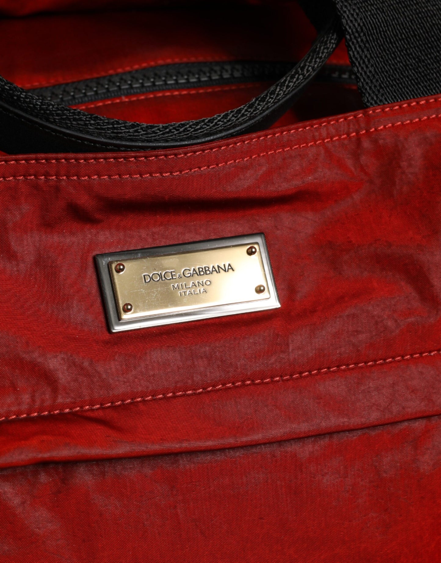 Dolce &amp; Gabbana - Rote Reisetasche aus Nylon-Kalbsleder