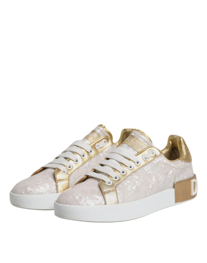 Dolce & Gabbana White Portofino Mother Of Pearl Sneakers Casual Shoes