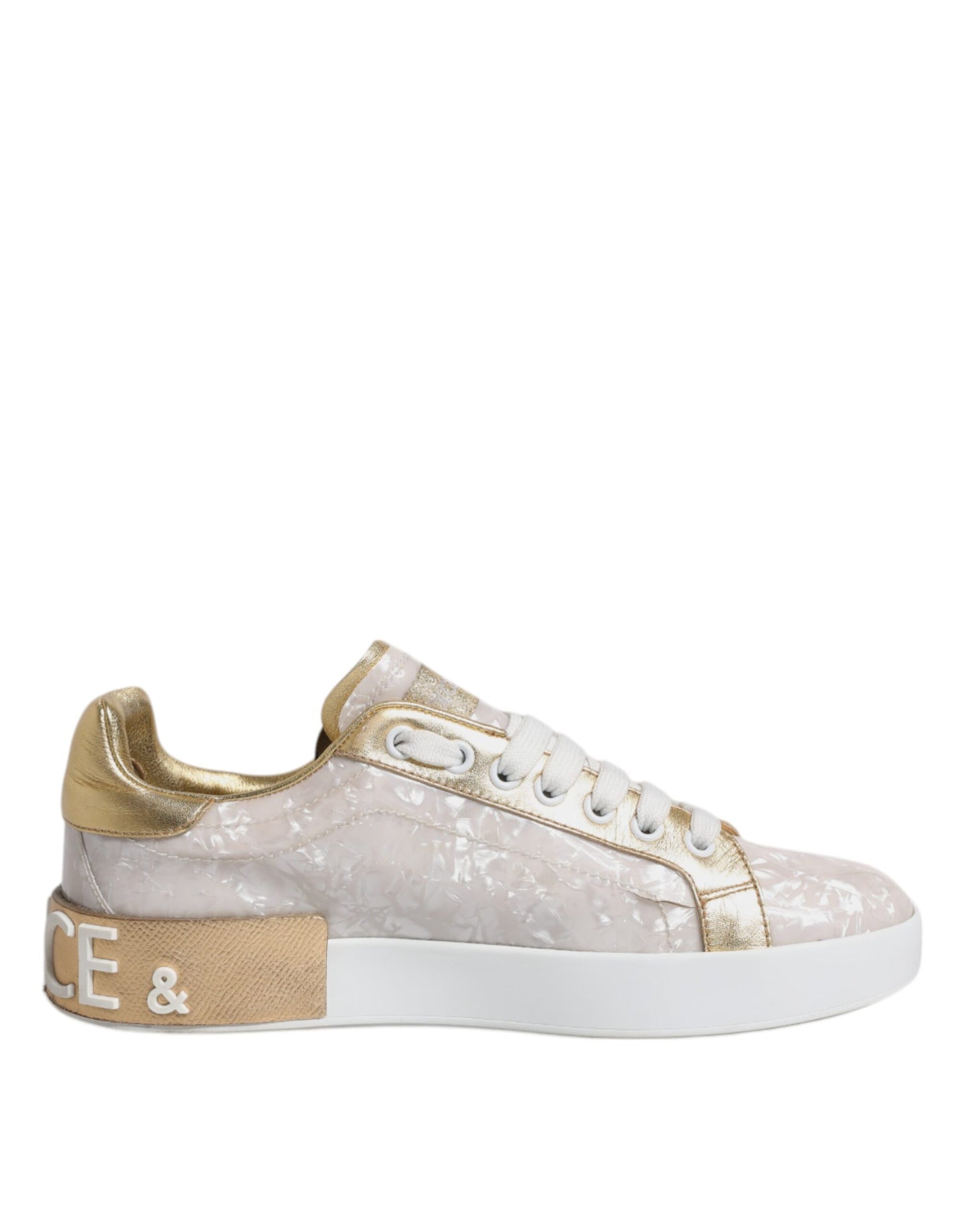 Dolce &amp; Gabbana Weiße Portofino Perlmutt Sneakers Freizeitschuhe