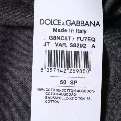 Dolce &amp; Gabbana – T-Shirt mit Rundhalsausschnitt und kurzen Ärmeln in Dunkelgrau