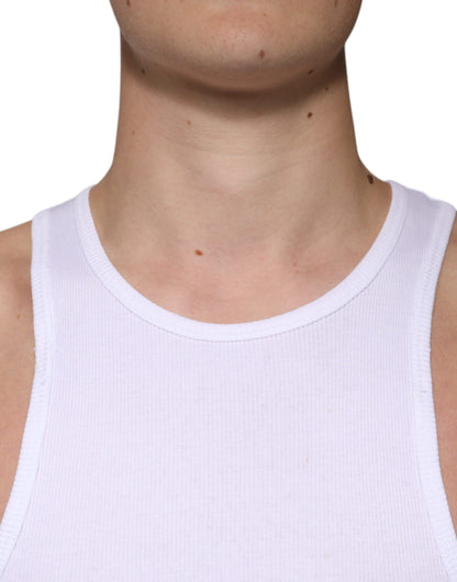 Dolce & Gabbana White Cotton Sleeveless Round Neck Tank T-shirt