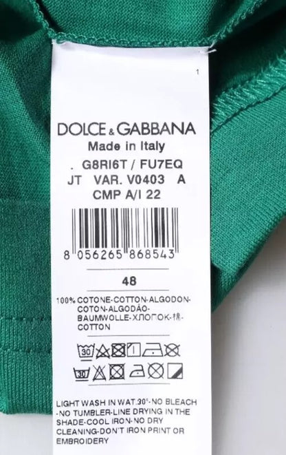 Dolce &amp; Gabbana – Grünes T-Shirt mit Rundhalsausschnitt und kurzen Ärmeln und Logo