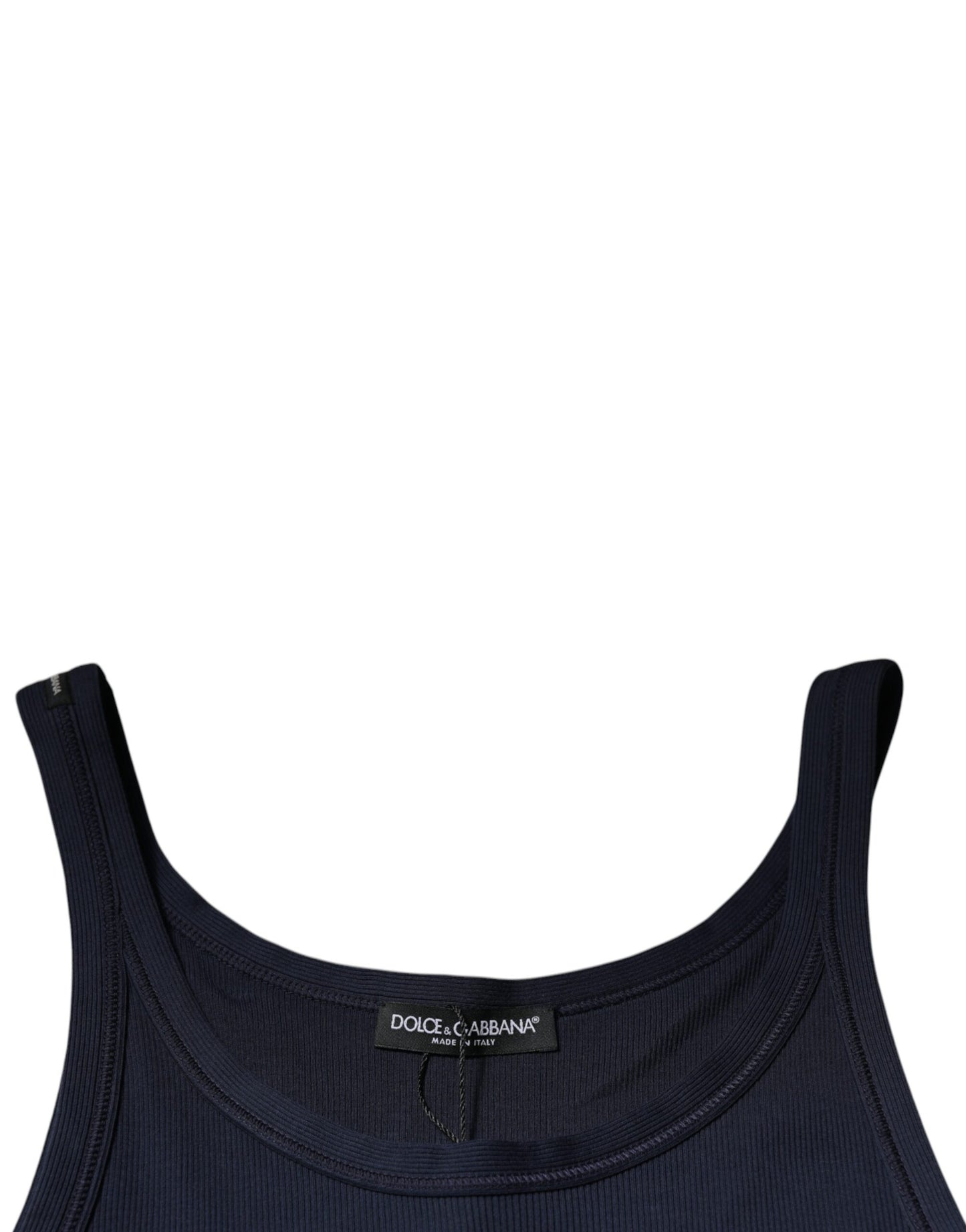 Dolce &amp; Gabbana – Ärmelloses Tank-T-Shirt aus Baumwolle mit Rundhalsausschnitt, Blau