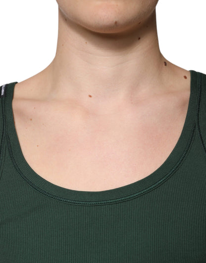 Dolce & Gabbana Green Cotton Sleeveless Round Neck Tank T-shirt