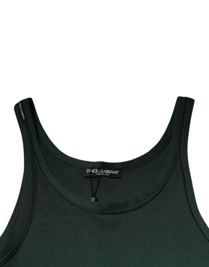 Dolce & Gabbana Green Cotton Sleeveless Round Neck Tank T-shirt