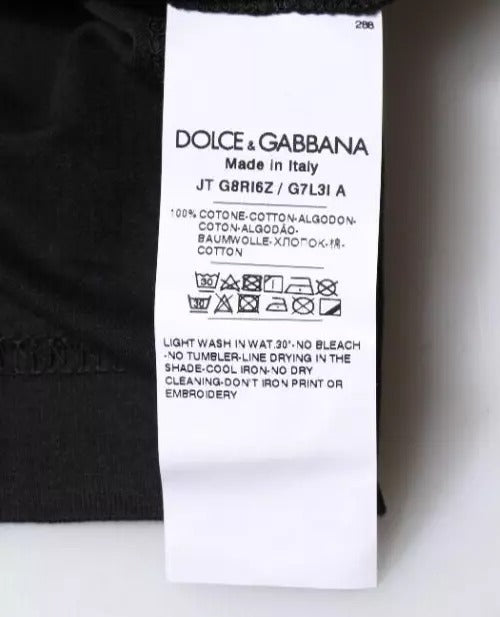 Dolce &amp; Gabbana – Schwarzes T-Shirt aus Baumwolle mit Rundhalsausschnitt und kurzen Ärmeln