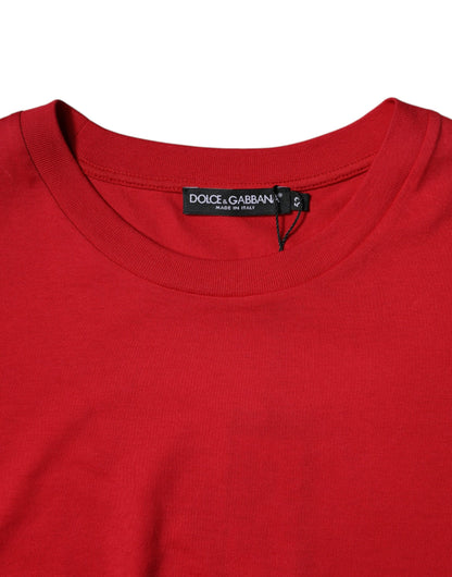 Dolce &amp; Gabbana – Kurzes T-Shirt mit Rundhalsausschnitt und Logo-Print in Rot