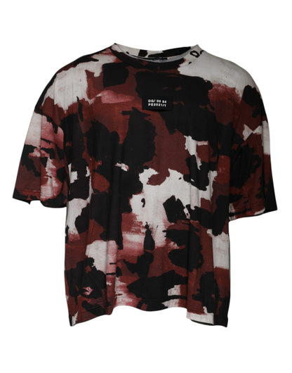 Dolce &amp; Gabbana – Mehrfarbiges T-Shirt mit Rundhalsausschnitt und Camouflage-Muster