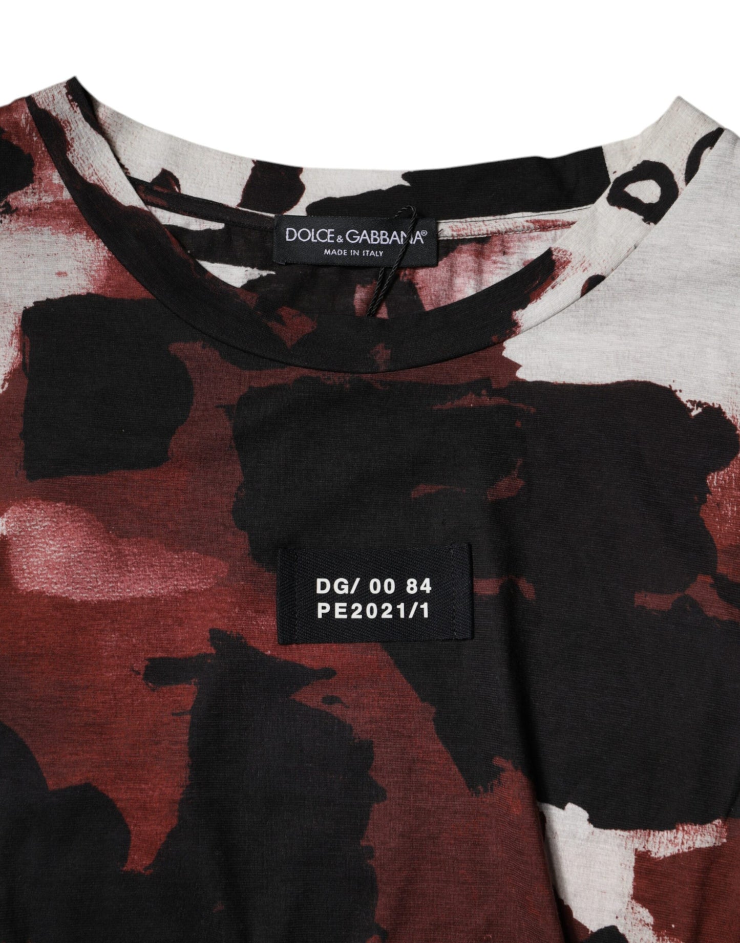 Dolce &amp; Gabbana – Mehrfarbiges T-Shirt mit Rundhalsausschnitt und Camouflage-Muster