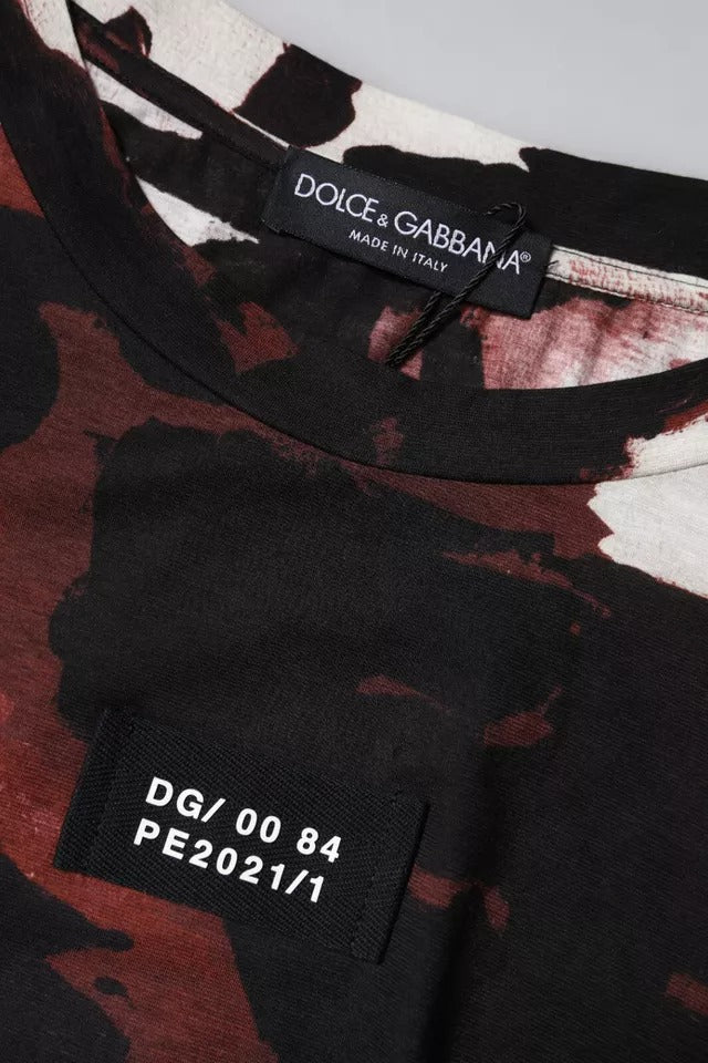 Dolce &amp; Gabbana – Mehrfarbiges T-Shirt mit Rundhalsausschnitt und Camouflage-Muster