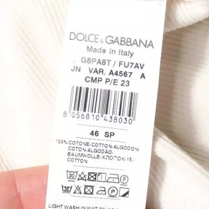 Dolce &amp; Gabbana – Ärmelloses Tank-T-Shirt aus Baumwolle mit Rundhalsausschnitt in Off-White