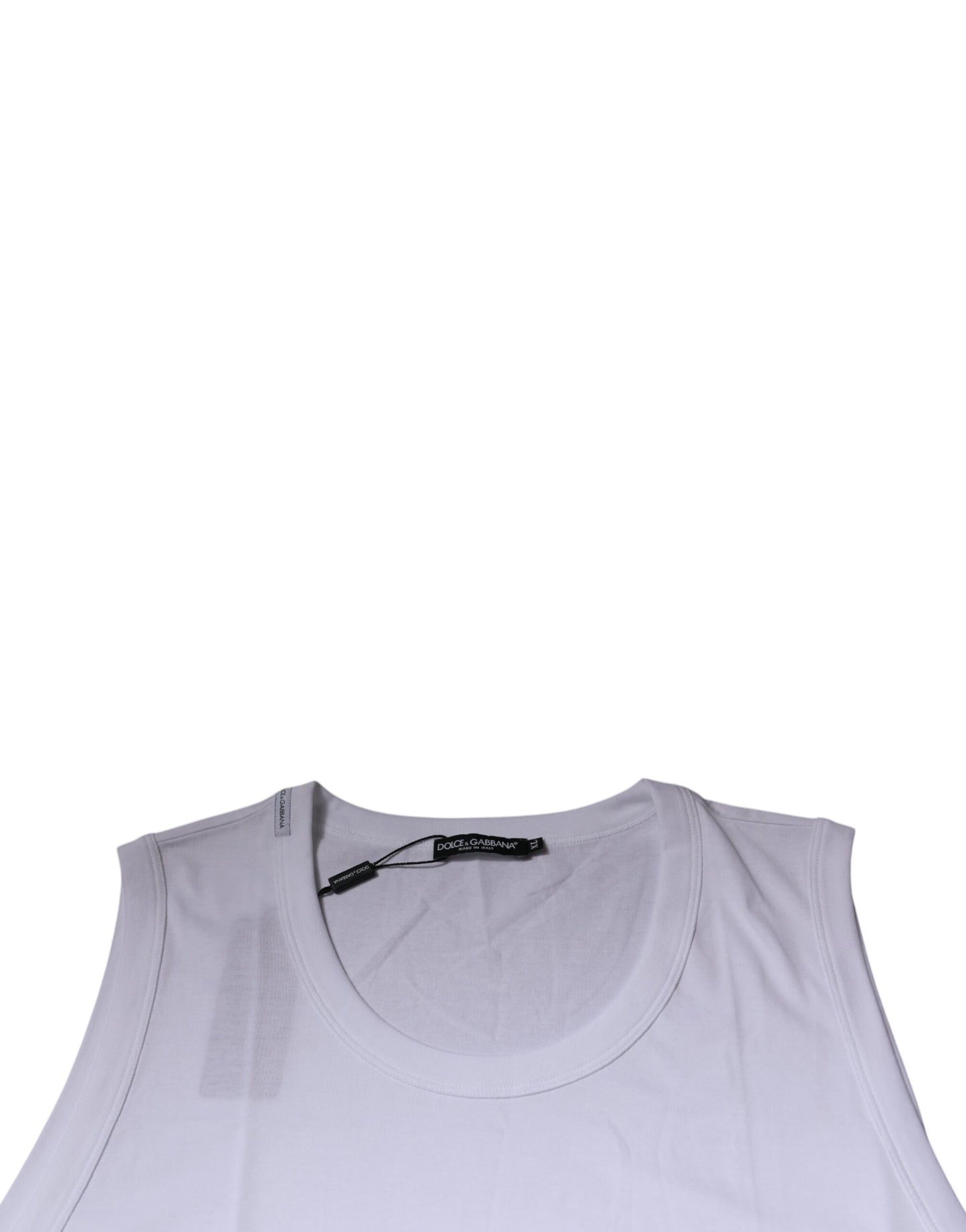 Dolce & Gabbana White Cotton Sleeveless Round Neck Tank T-shirt