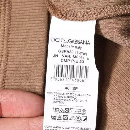 Dolce & Gabbana Brown Cotton Sleeveless Round Neck Tank T-shirt