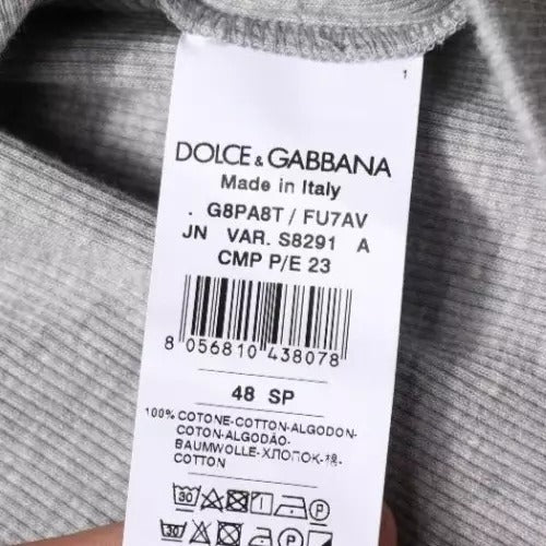 Dolce &amp; Gabbana – Ärmelloses Tank-T-Shirt aus Baumwolle mit Rundhalsausschnitt in Grau