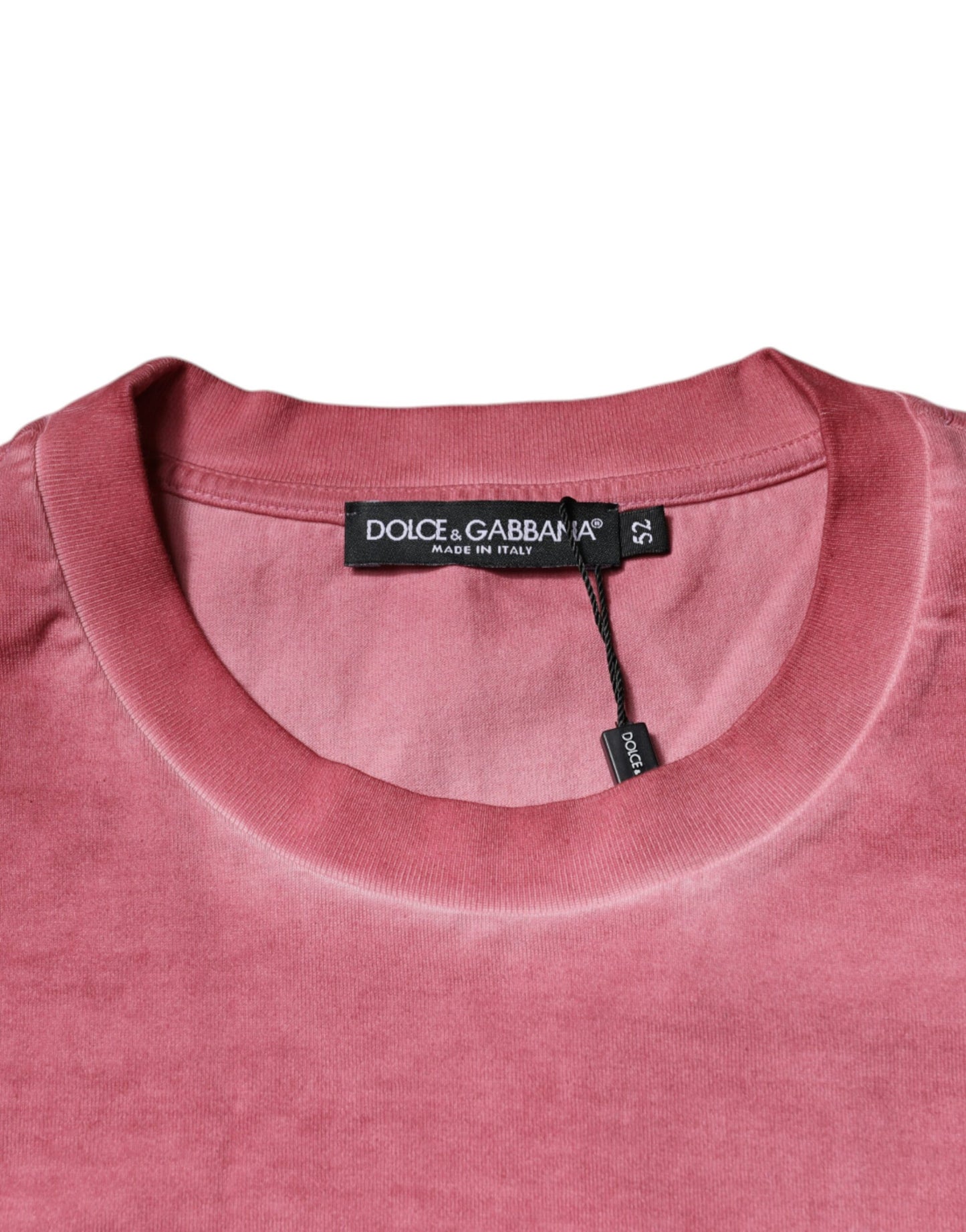 Dolce &amp; Gabbana – Rosa Baumwoll-T-Shirt mit Rundhalsausschnitt und Logo-Print