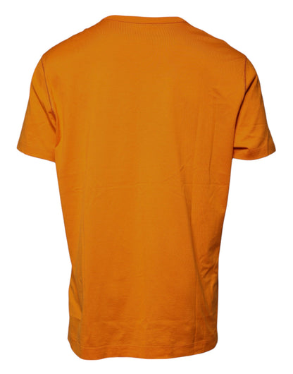 Dolce &amp; Gabbana – Oranges T-Shirt aus Baumwolle mit Rundhalsausschnitt und Logo