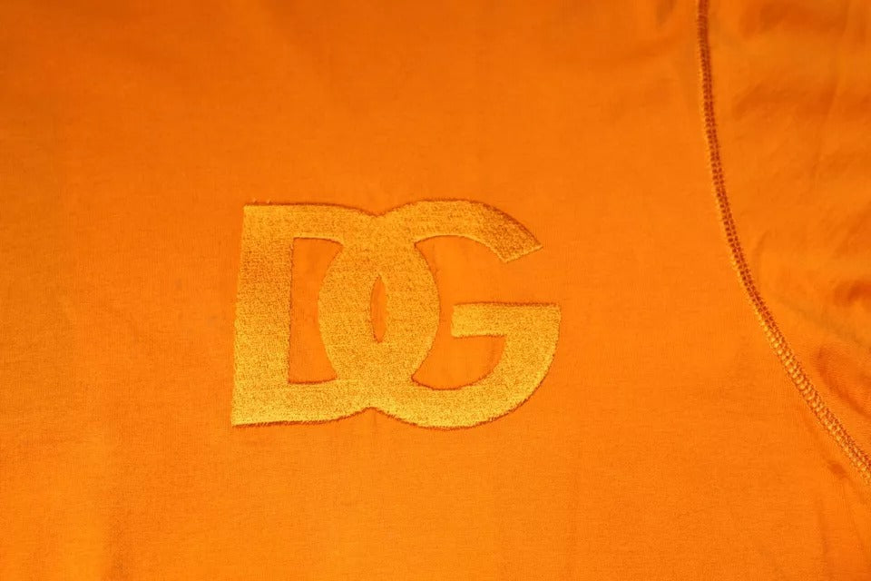 Dolce &amp; Gabbana – Oranges T-Shirt aus Baumwolle mit Rundhalsausschnitt und Logo