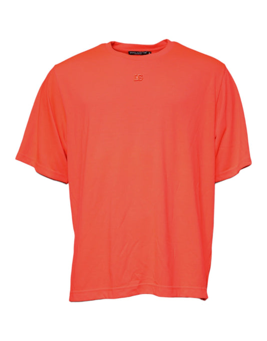 Dolce & Gabbana Orange Logo Polyester Crew Neck T-shirt