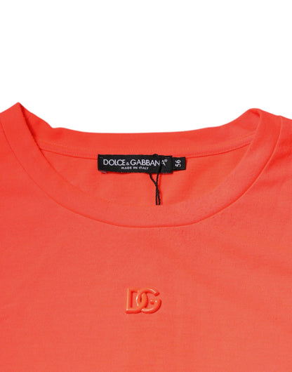 Dolce &amp; Gabbana – Oranges T-Shirt aus Polyester mit Rundhalsausschnitt und Logo