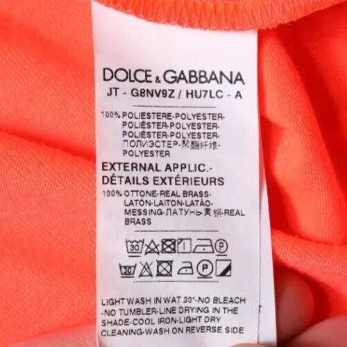 Dolce &amp; Gabbana – Oranges T-Shirt aus Polyester mit Rundhalsausschnitt und Logo