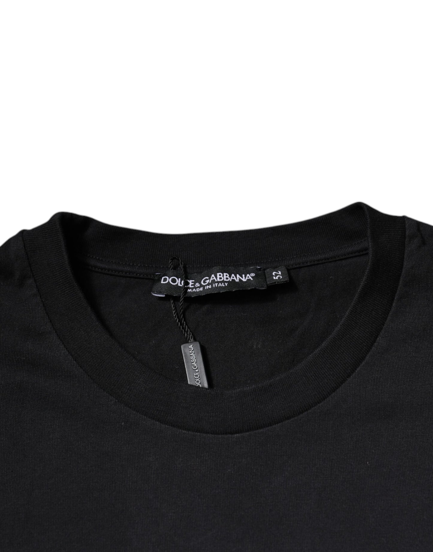 Dolce &amp; Gabbana – Schwarzes Baumwoll-T-Shirt mit Rundhalsausschnitt und Logo