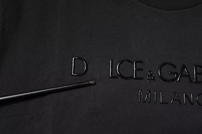 Dolce & Gabbana Black Logo Cotton Crew Neck T-shirt