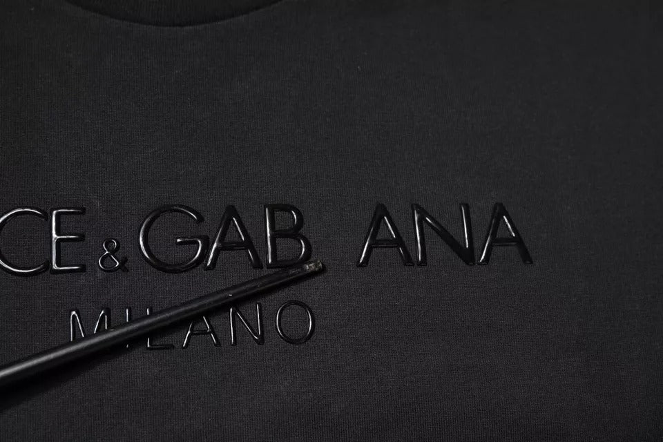 Dolce &amp; Gabbana – Schwarzes Baumwoll-T-Shirt mit Rundhalsausschnitt und Logo