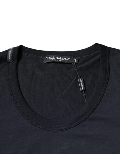 Dolce &amp; Gabbana – Blaues T-Shirt aus Baumwolle mit Rundhalsausschnitt und kurzen Ärmeln