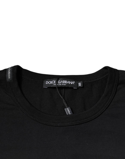 Dolce & Gabbana Black Graphic Print Cotton Crew Neck T-shirt