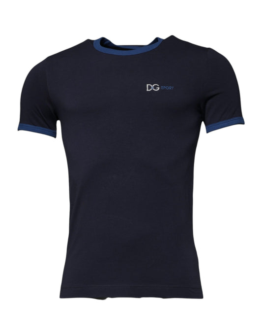 Dolce &amp; Gabbana – Unterwäsche-T-Shirt mit Rundhalsausschnitt und Stretch-Baumwolle, Blau