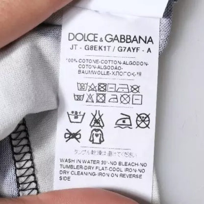 Dolce &amp; Gabbana – T-Shirt aus bedruckter Baumwolle mit Rundhalsausschnitt in Schwarz und Weiß