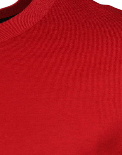 Dolce &amp; Gabbana – Rotes Baumwoll-T-Shirt mit Rundhalsausschnitt und Logo-Print