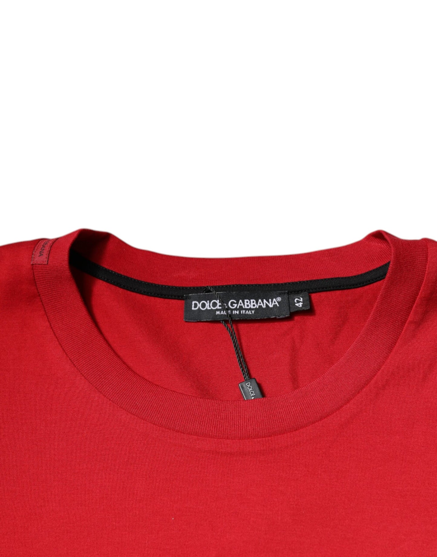 Dolce &amp; Gabbana – Rotes Baumwoll-T-Shirt mit Rundhalsausschnitt und Logo-Print