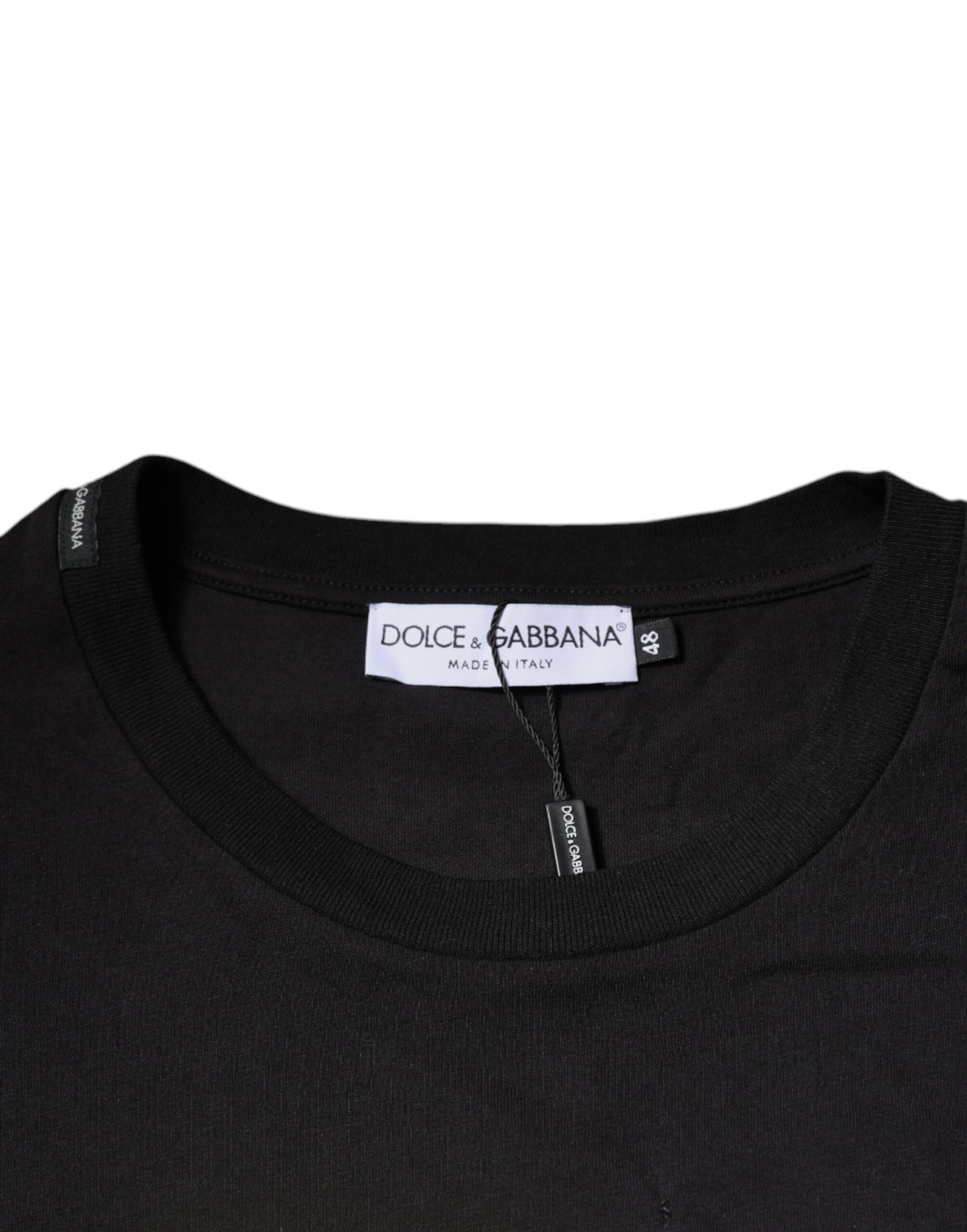 Dolce & Gabbana Black Logo Print Cotton Crew Neck T-shirt