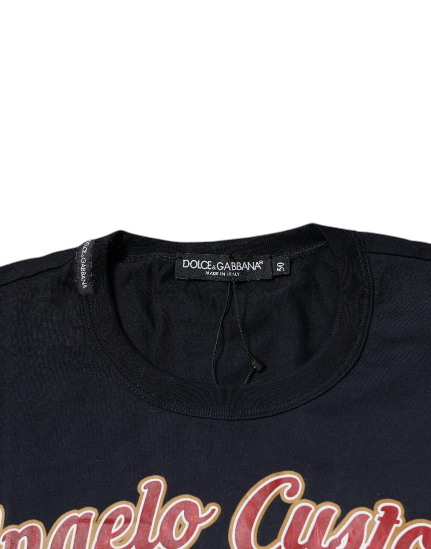 Dolce &amp; Gabbana – Kurzärmliges T-Shirt aus blauer Baumwolle mit Engel-Print