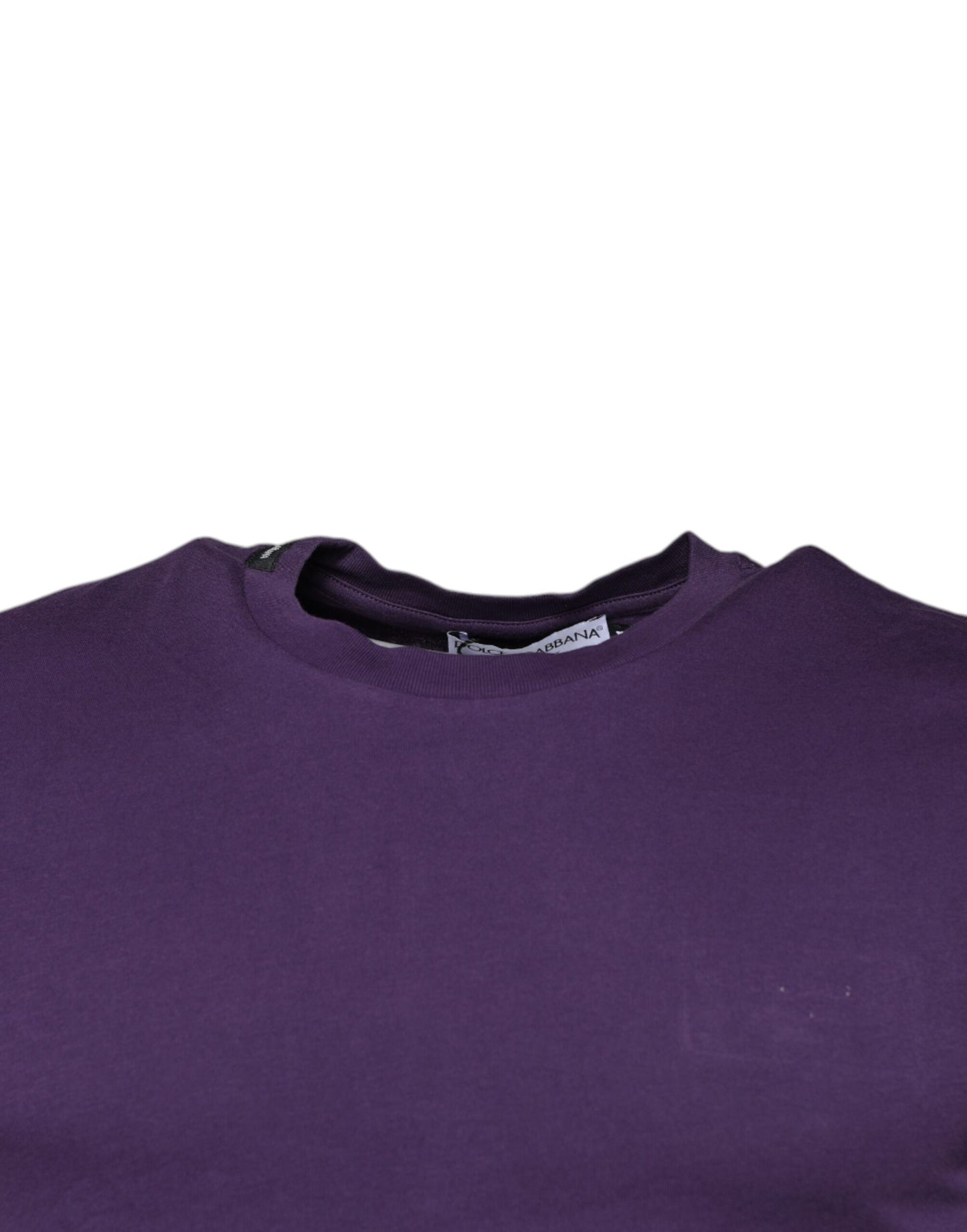 Dolce &amp; Gabbana Violettes Kurzarm-T-Shirt aus Baumwolle mit Rundhalsausschnitt