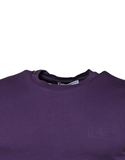 Dolce &amp; Gabbana Violettes Kurzarm-T-Shirt aus Baumwolle mit Rundhalsausschnitt