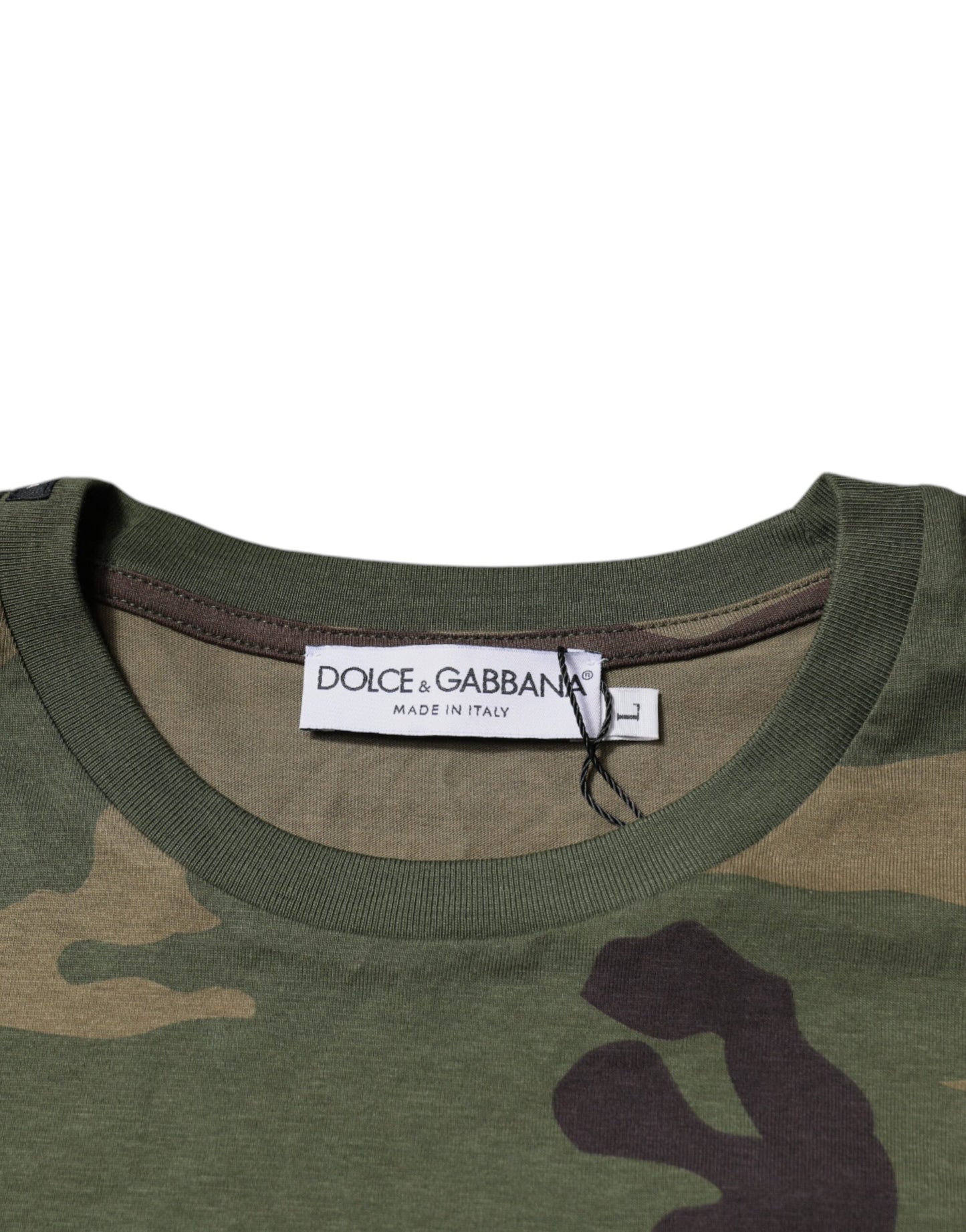 Dolce &amp; Gabbana Mehrfarbiges Camouflage-T-Shirt aus Baumwolle mit Rundhalsausschnitt