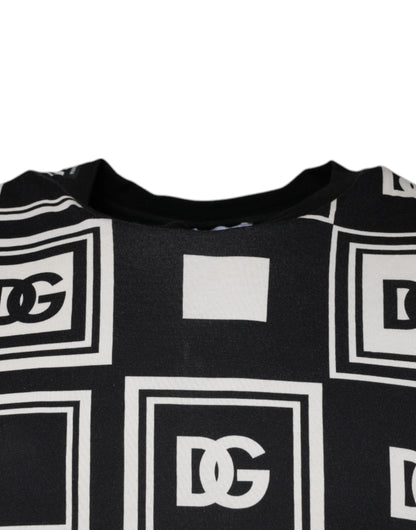 Dolce &amp; Gabbana – Schwarzes T-Shirt aus Baumwolle mit Rundhalsausschnitt und Logo-Monogramm