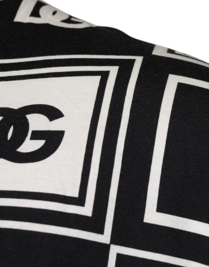 Dolce &amp; Gabbana – Schwarzes T-Shirt aus Baumwolle mit Rundhalsausschnitt und Logo-Monogramm