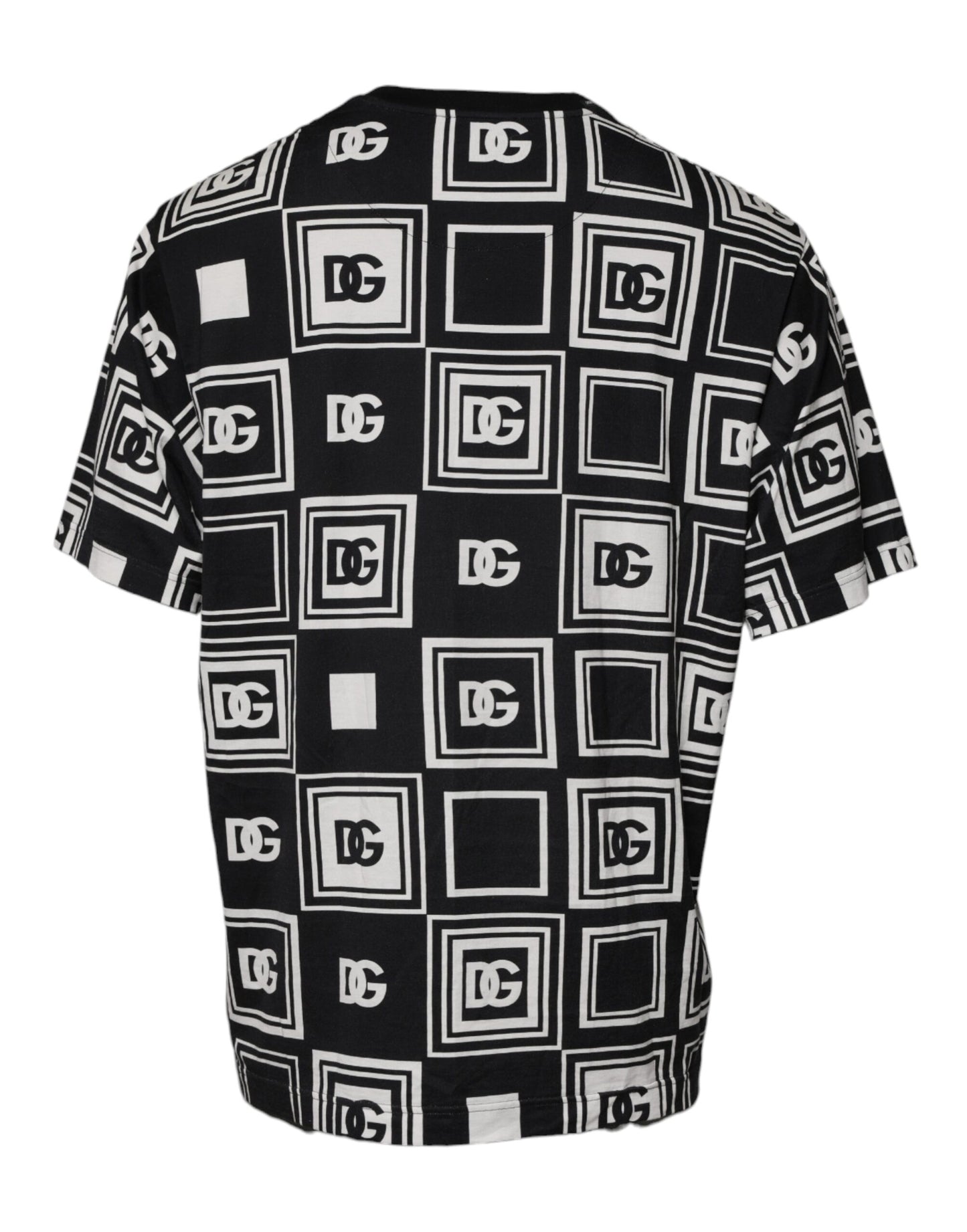 Dolce &amp; Gabbana – Schwarzes T-Shirt aus Baumwolle mit Rundhalsausschnitt und Logo-Monogramm