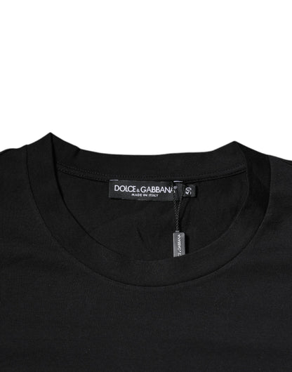 Dolce &amp; Gabbana – Schwarzes Baumwoll-T-Shirt mit Rundhalsausschnitt und DG-Logo-Print