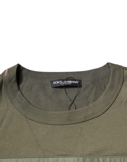 Dolce & Gabbana Army Green DG Love Cotton Crew Neck T-shirt