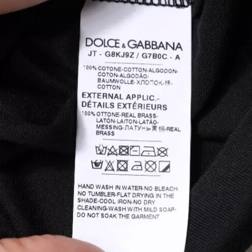 Dolce &amp; Gabbana – Schwarzes T-Shirt aus Baumwolle mit Rundhalsausschnitt und kurzen Ärmeln